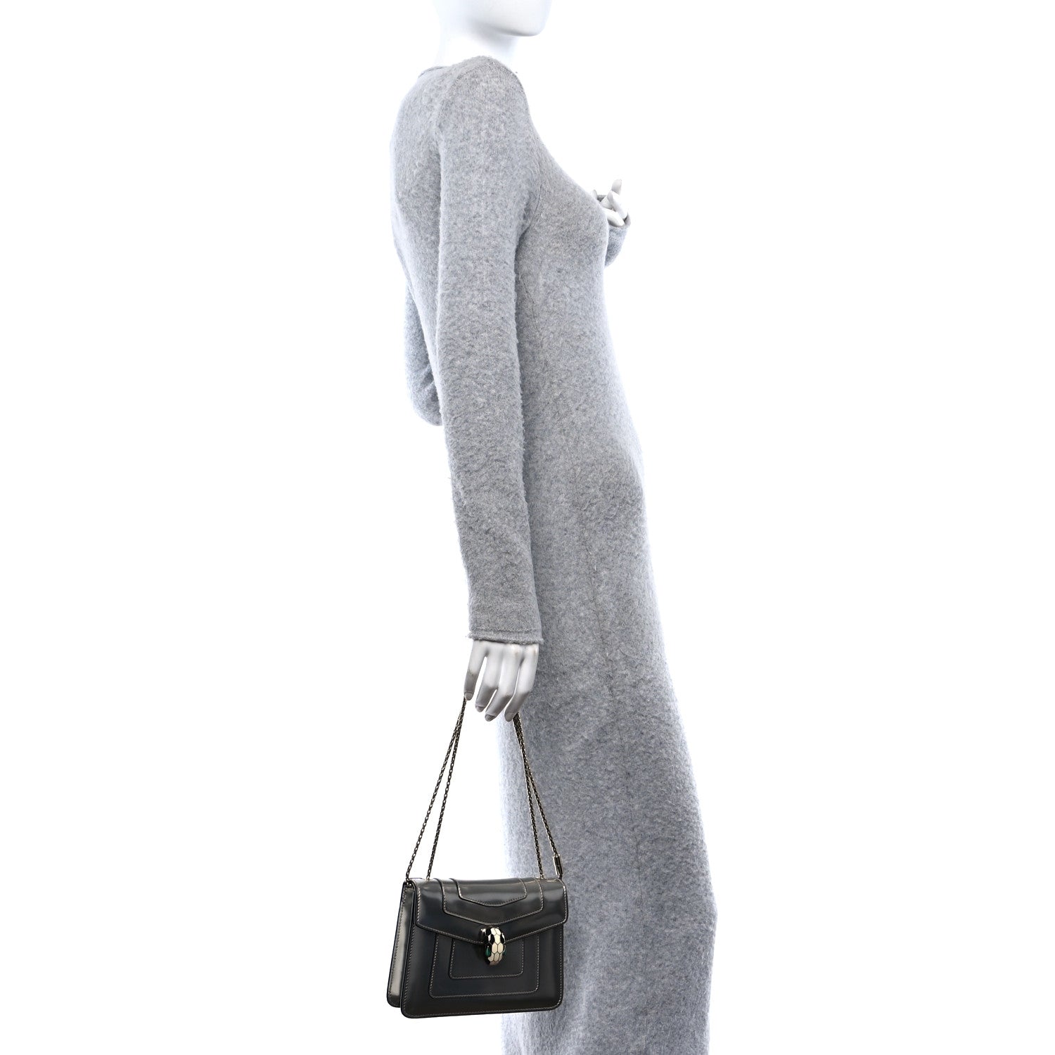 Bulgari Metallic Calfskin Serpenti Forever Crossbody Bag Silver 2 of 11