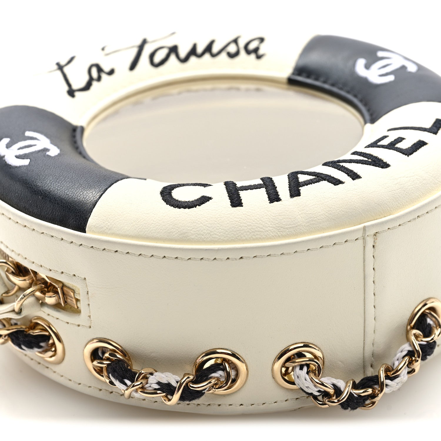 Chanel Lambskin Coco Lifesaver Round Bag Black White 9 of 10