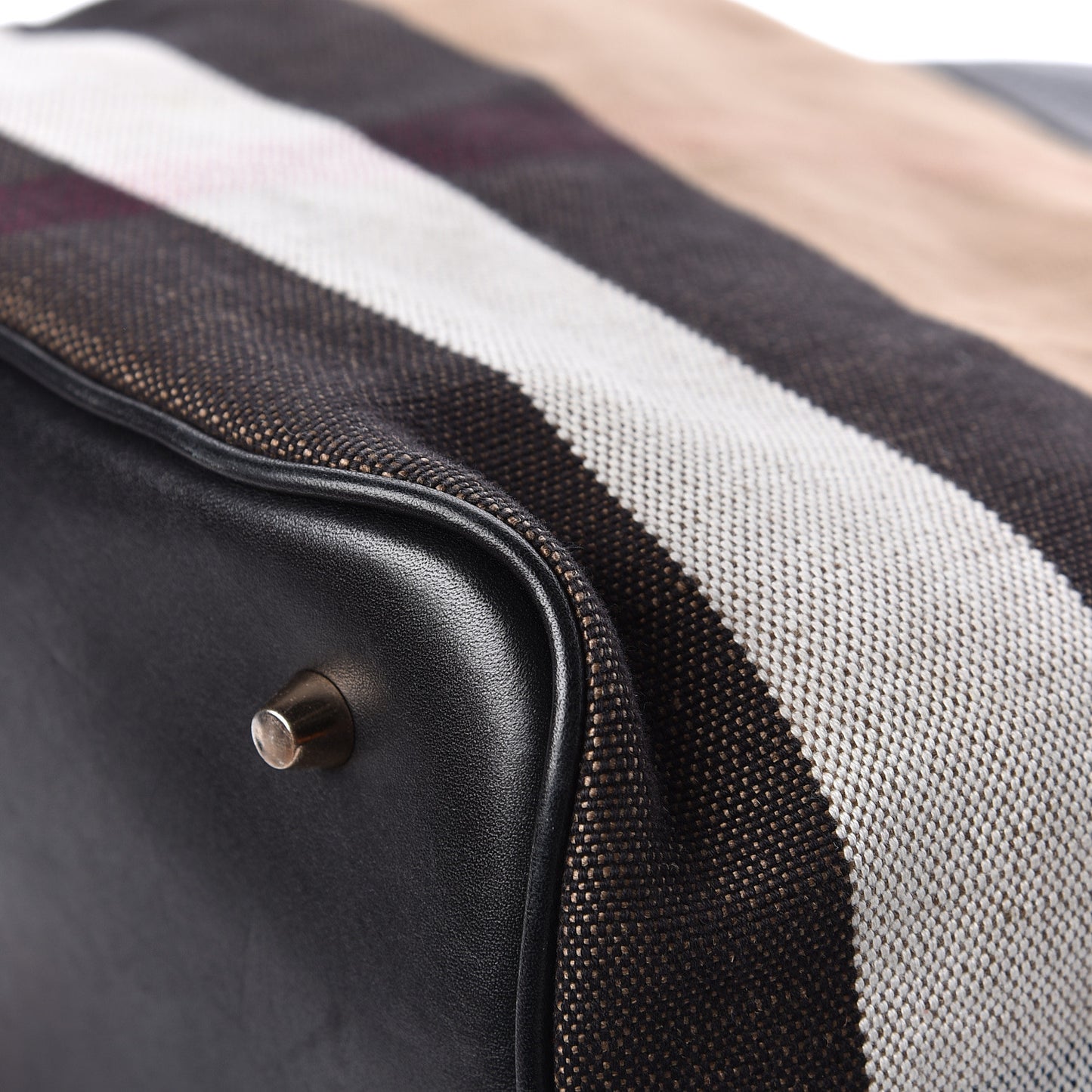Grainy Calfskin Canvas Mega Check Medium Ashby Tassel Hobo Black