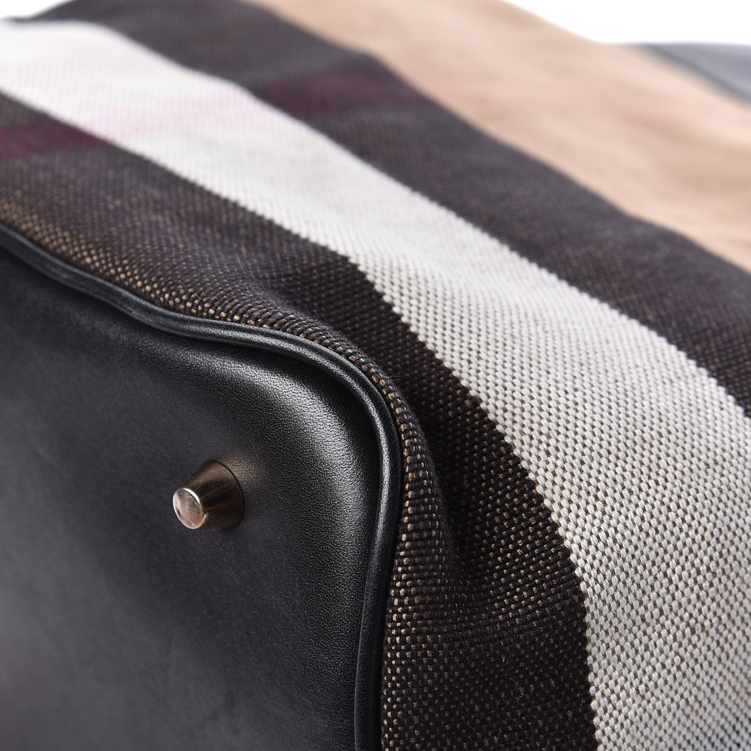 Burberry Grainy Calfskin Canvas Mega Check Medium Ashby Tassel Hobo Black 14 of 19