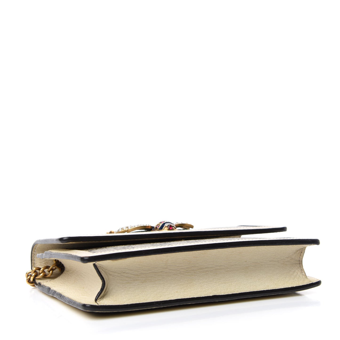 GG Supreme Monogram Web Queen Margaret Chain Wallet White