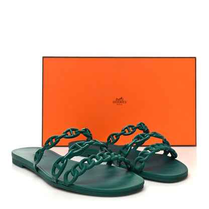 Hermes Rubber Chaine d'Ancre Rivage Sandals 38 Vert d'Ete 8 of 8