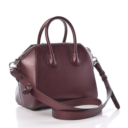Givenchy Metallic Sugar Goatskin Mini Antigona Oxblood 3 of 11
