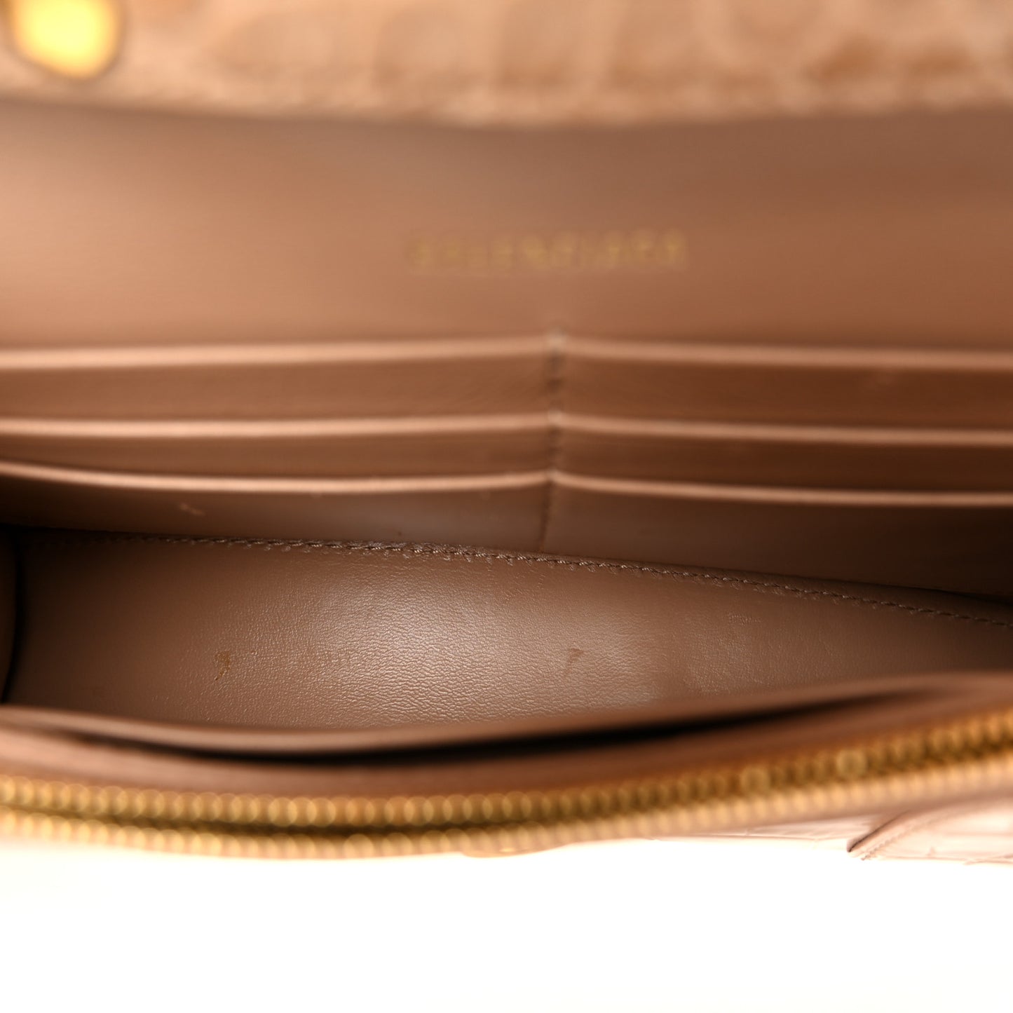 Shiny Calfskin Crocodile Embossed Hourglass Chain Bag Nude Beige