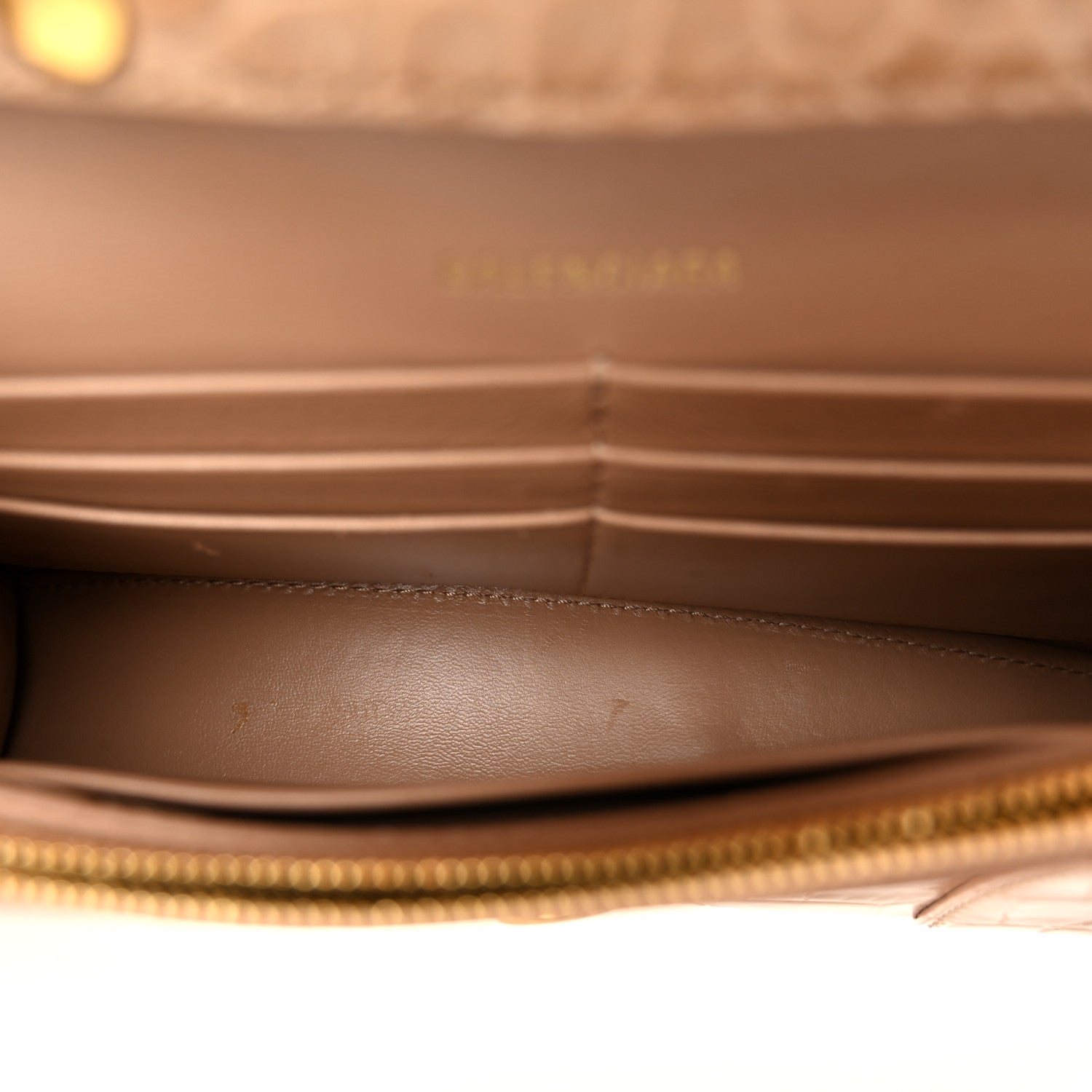 Balenciaga Shiny Calfskin Crocodile Embossed Hourglass Chain Bag Nude Beige 5 of 9