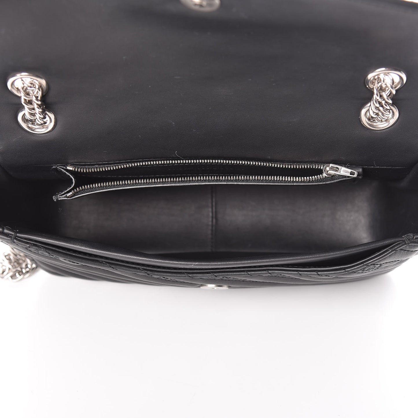 Calfskin Logo Matelasse M BB Chain Shoulder Bag Black