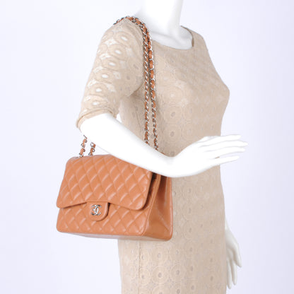 Chanel Caviar Quilted Jumbo Double Flap Light Brown 2 of 7