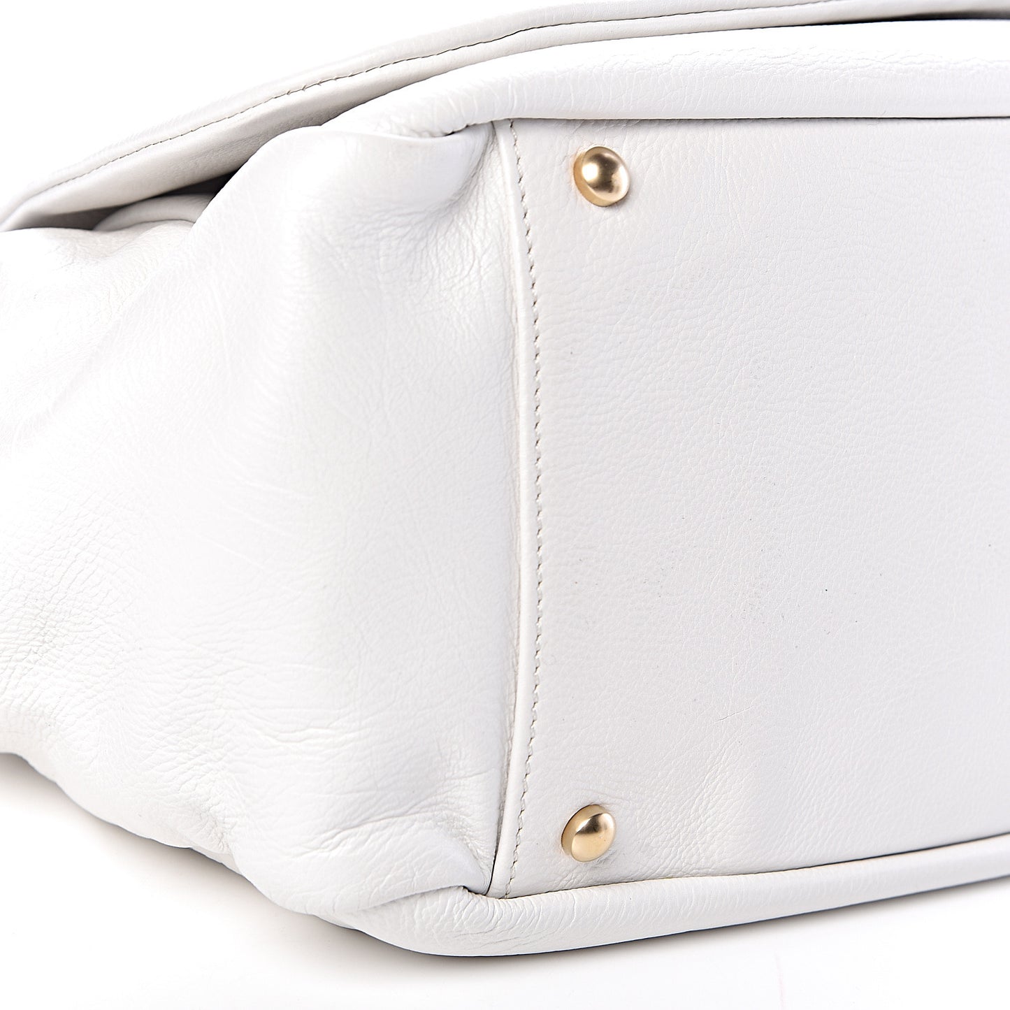 Grained Calfskin Metal Mosaic Flap White
