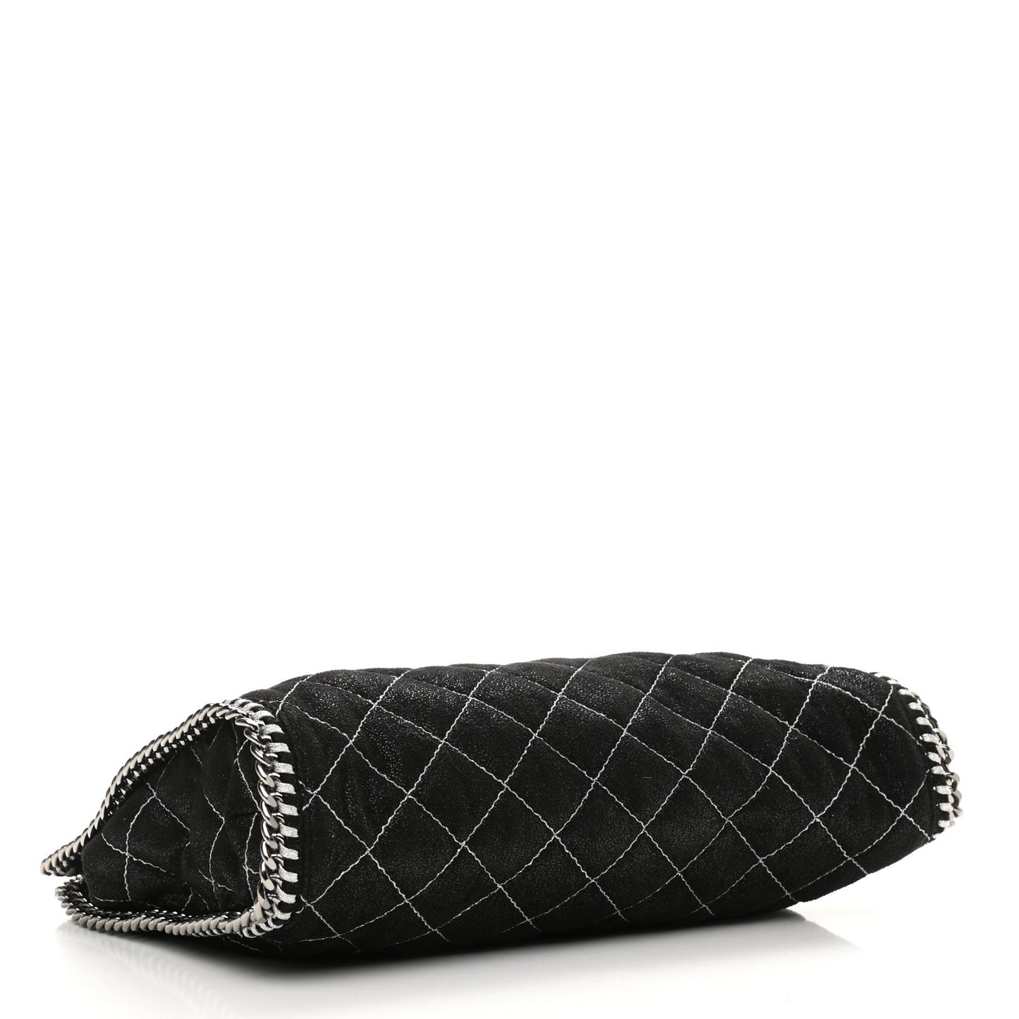 Metallic Shaggy Deer Quilted Small Falabella Tote Black