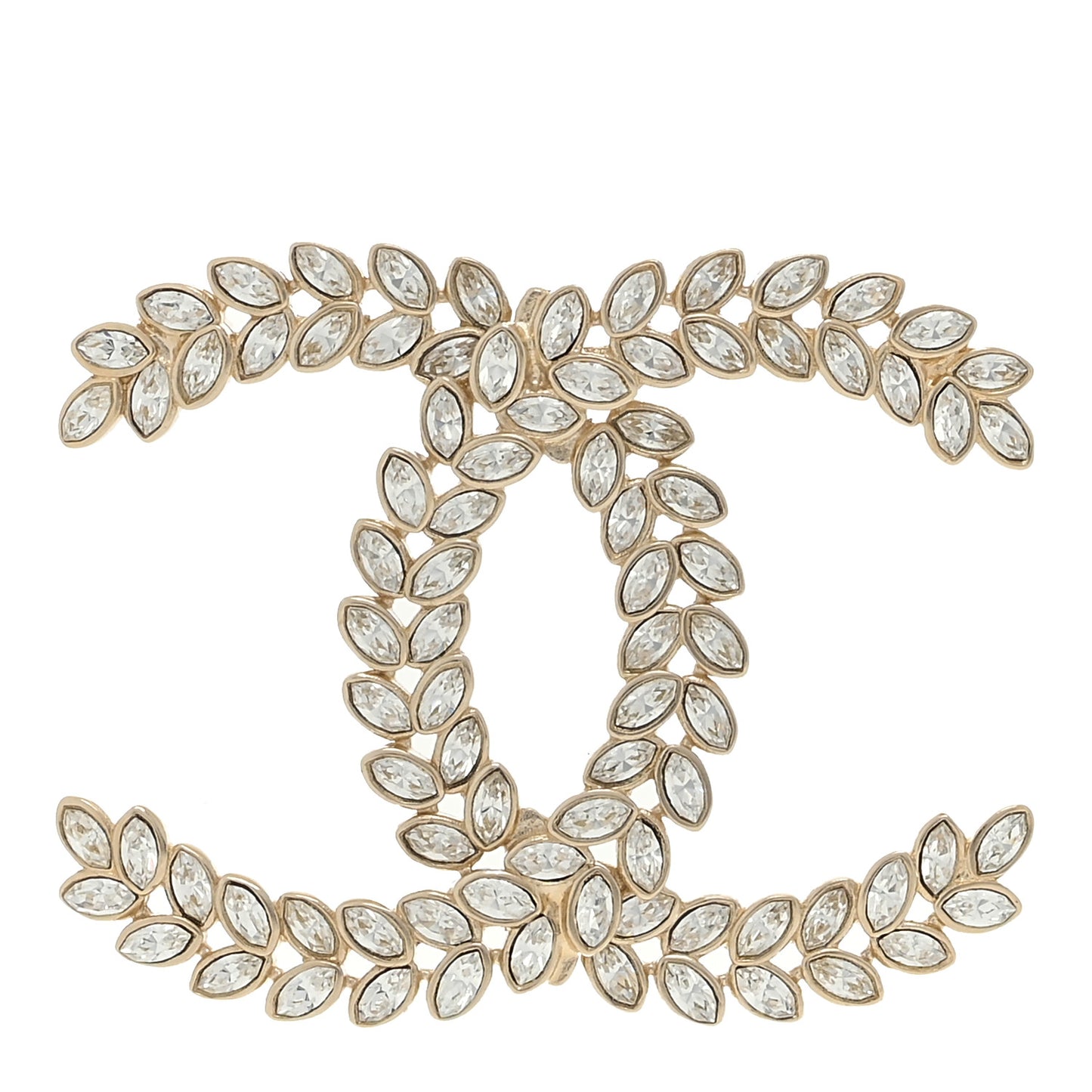 Crystal Sparkling Wheat CC Brooch Gold