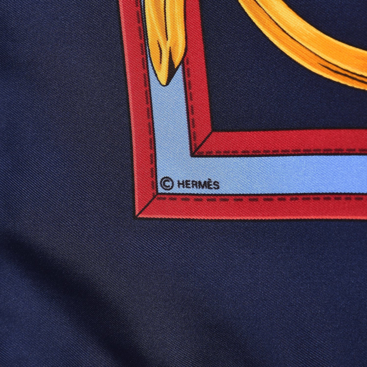 Hermes Silk La Ronde Des Jockeys Scarf 90 Caban Rouge Fonce Jaune D'Or 5 of 5