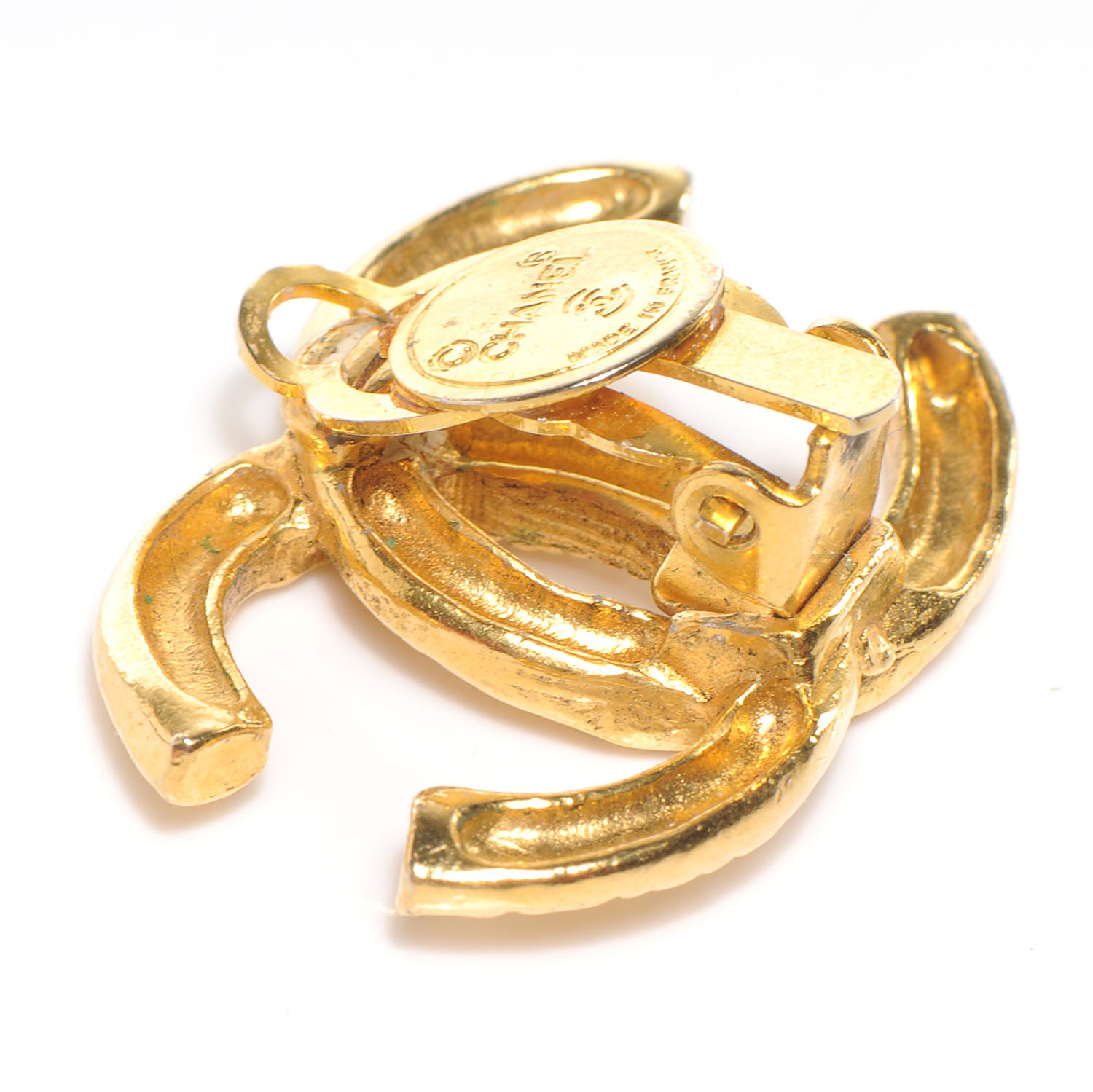Chanel CC Clip On Earrings Gold 4 of 5