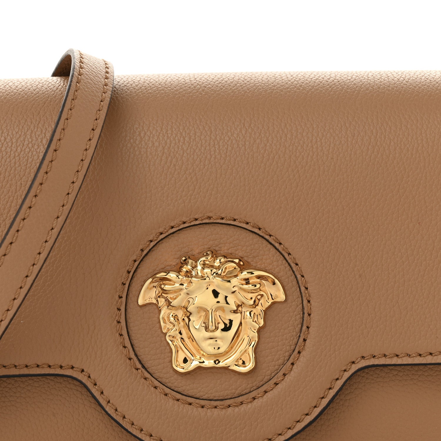 Versace Grained Calfskin La Medusa Flap Shoulder Bag Brown 7 of 10