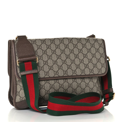 Gucci GG Supreme Monogram Web Neo Vintage Double Flap Messenger Bag Beige New Acero 2 of 11