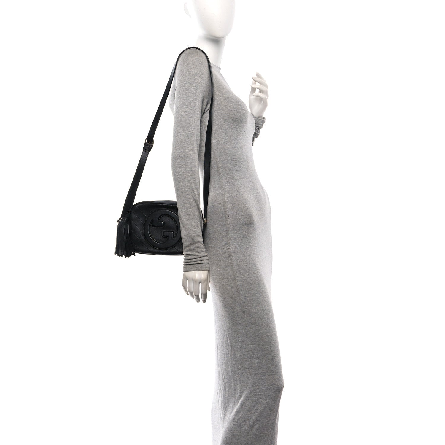 Gucci Sakai Be Green Calfskin Diagonal Stitched Small Blondie Shoulder Bag Black 2 of 10