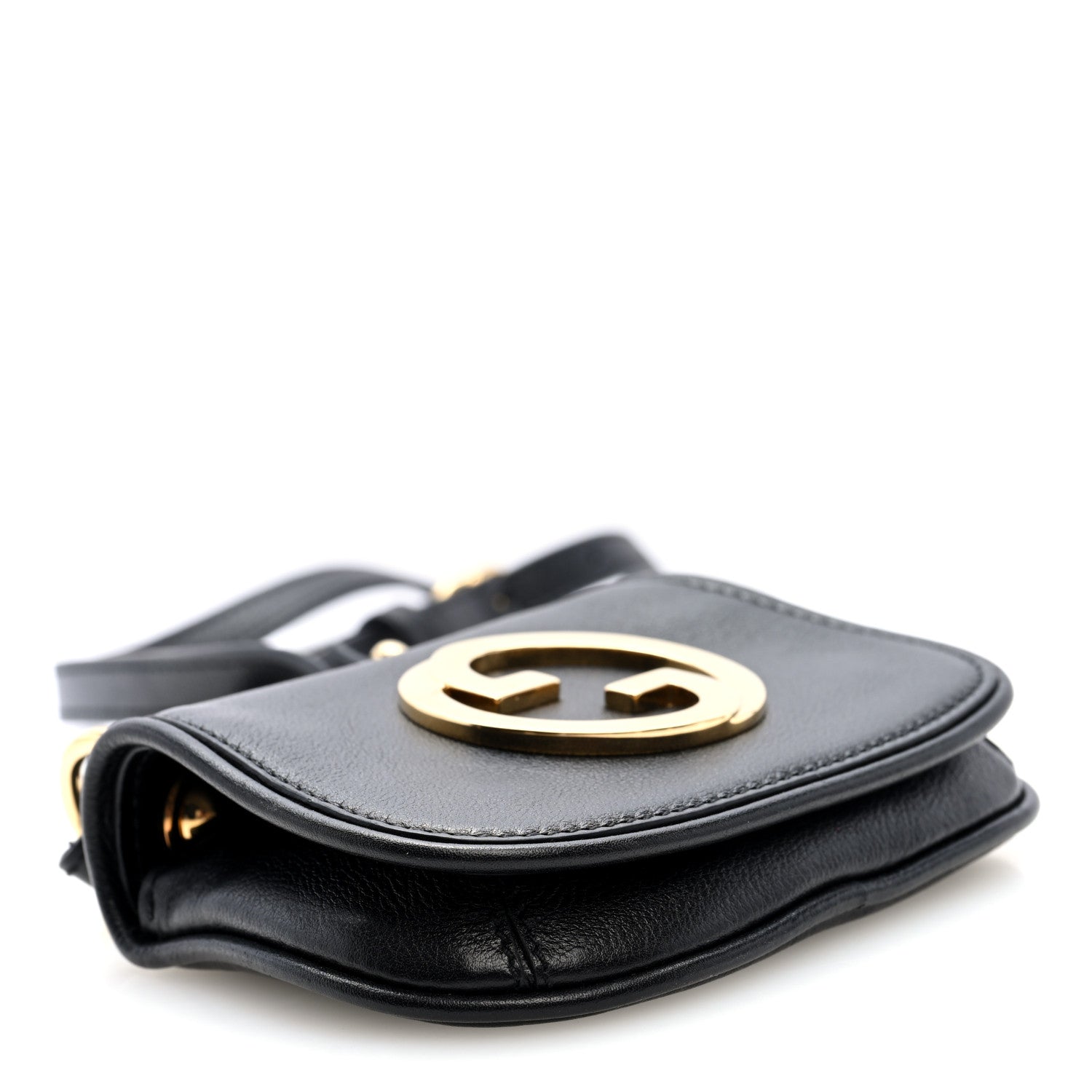 Gucci Roxy Calfskin Blondie Card Case Wallet with Strap Black 4 of 9