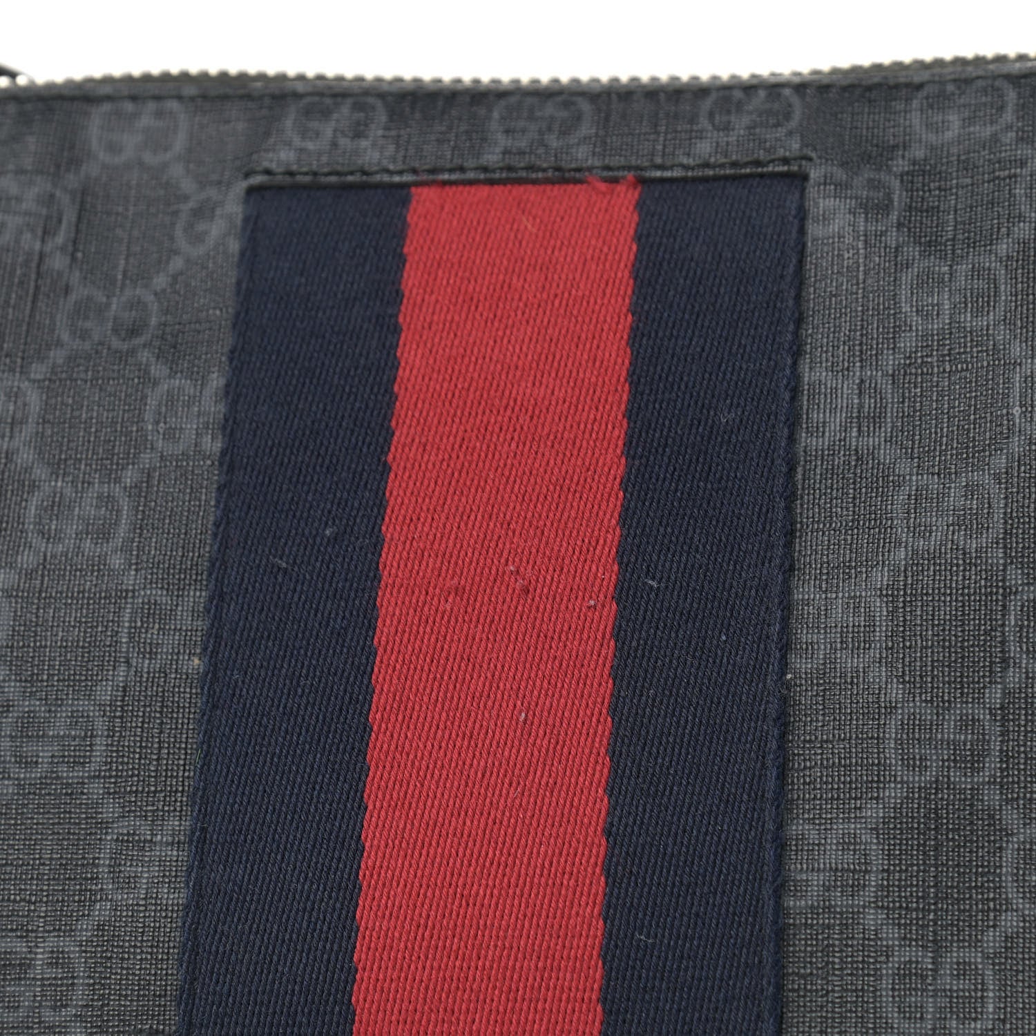 Gucci Soft GG Supreme Monogram Appia Calfskin Web East West Messenger Bag Black Grey 13 of 13