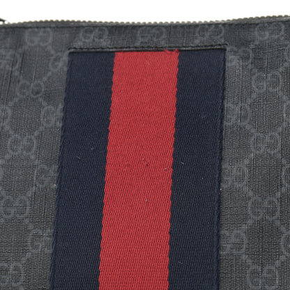Gucci Soft GG Supreme Monogram Appia Calfskin Web East West Messenger Bag Black Grey 13 of 13