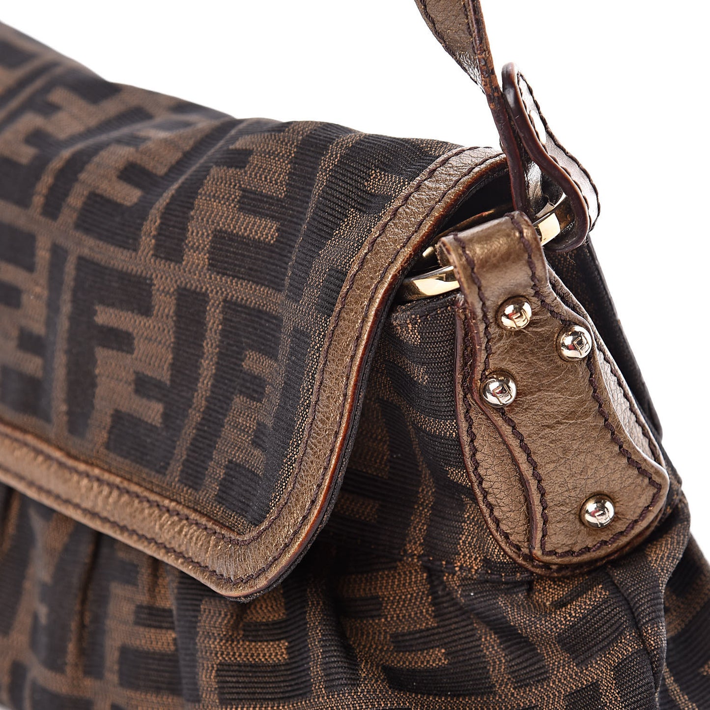 Zucca Laminated Vachetta Small Chef Shoulder Bag Tobacco Bronzo
