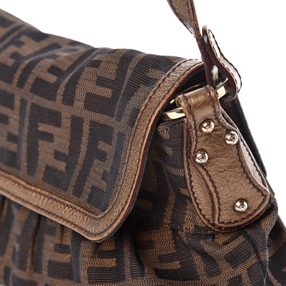 Fendi Zucca Laminated Vachetta Small Chef Shoulder Bag Tobacco Bronzo 17 of 18