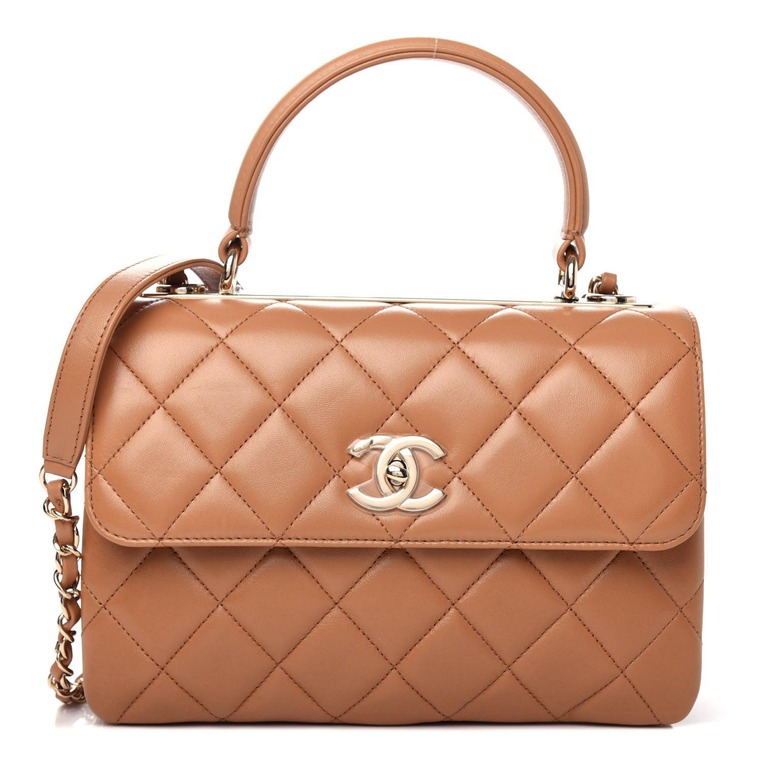 Chanel Lambskin Quilted Small Trendy CC Flap Dual Handle Bag Camel 1 of 10