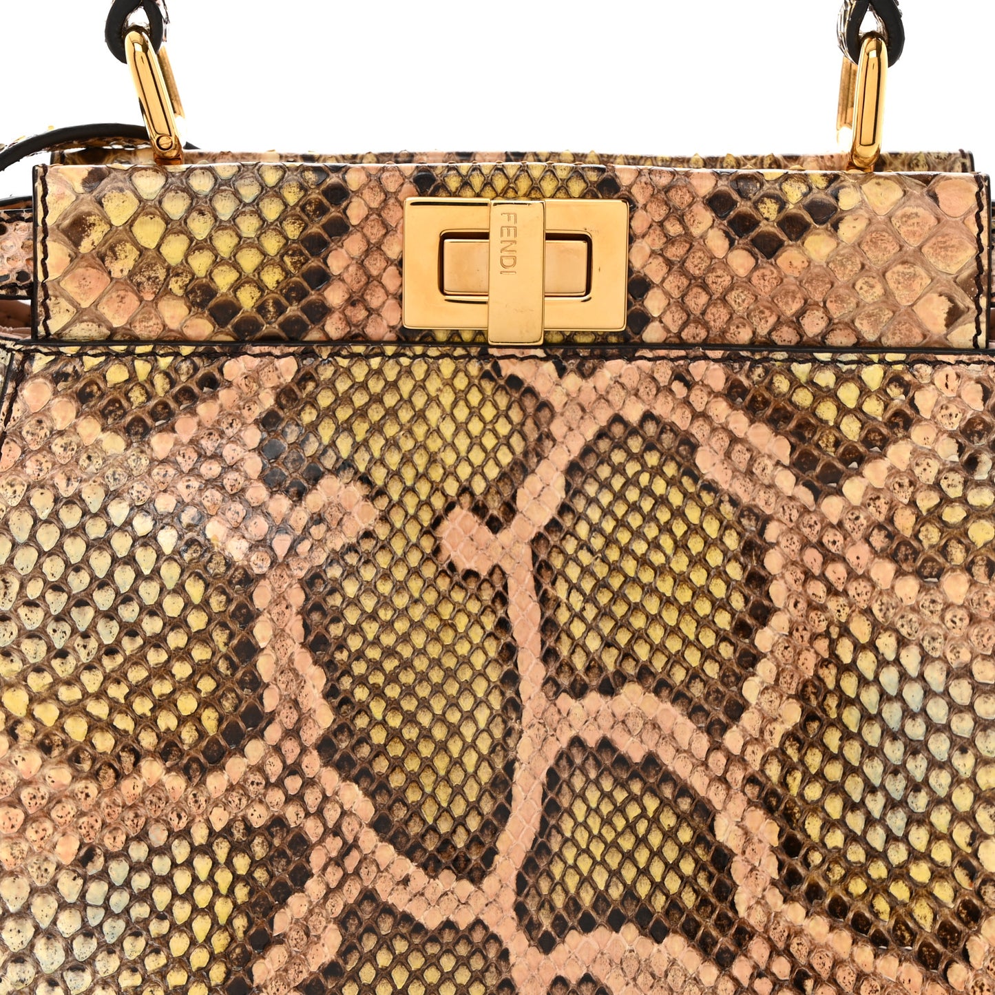 Snakeskin Mini Peekaboo Iconic Satchel Pink Green