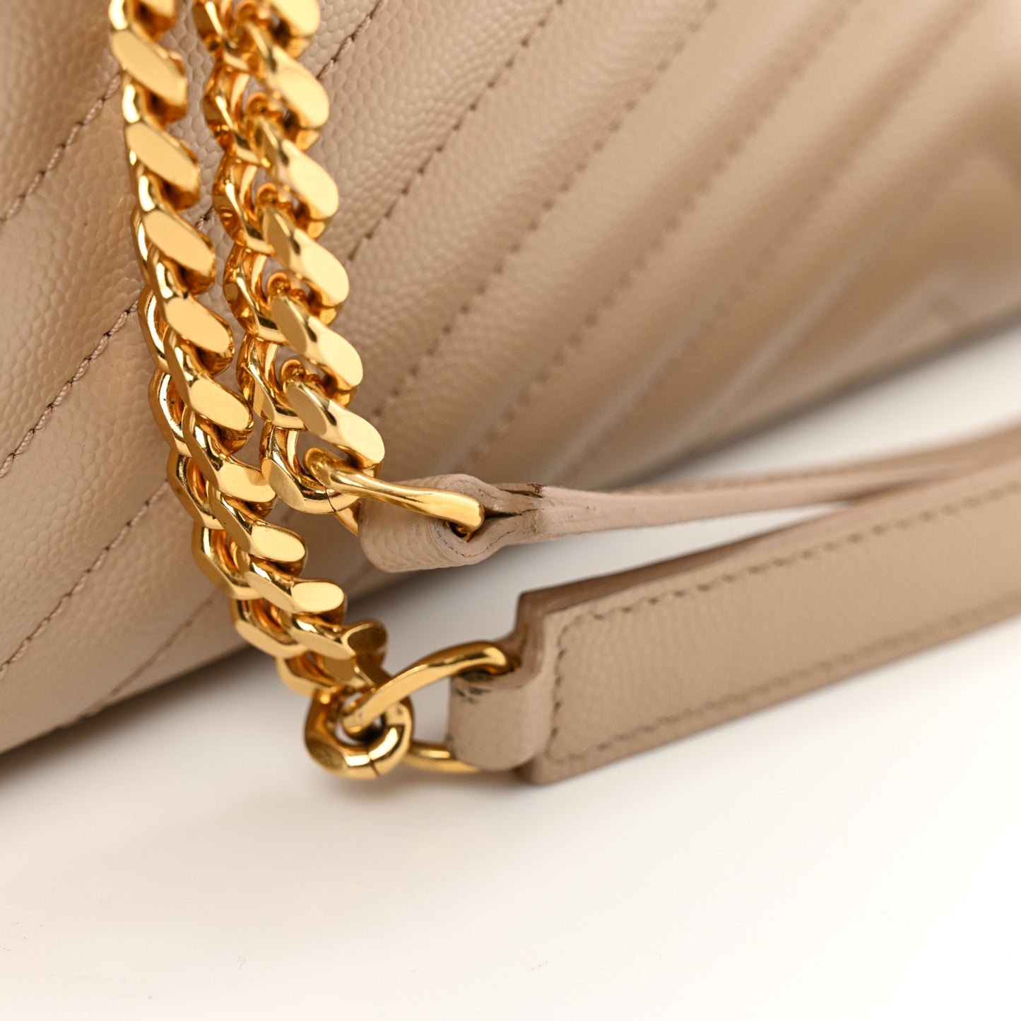Grain De Poudre Matelasse Chevron Large Monogram Satchel Dark Beige