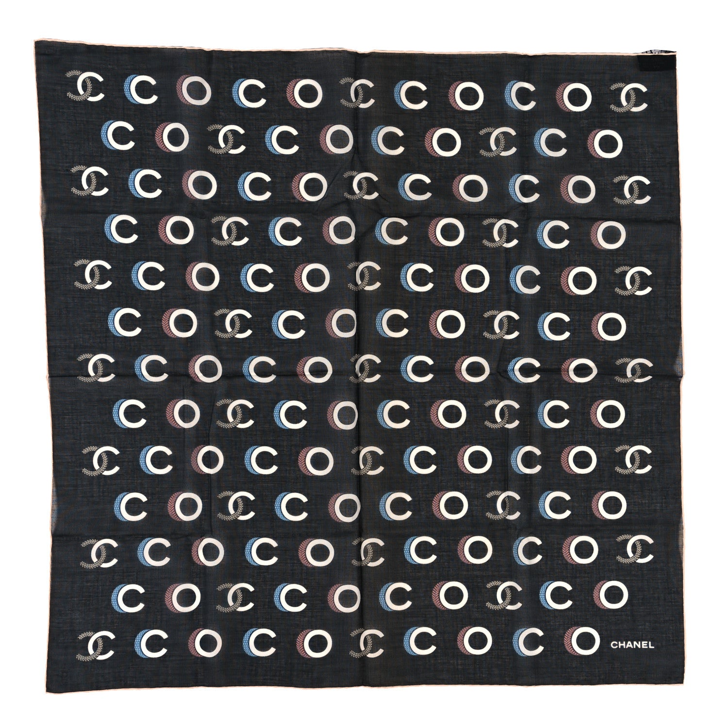 Chanel Cotton CC Coco Bandana Black Ecru 1 of 3