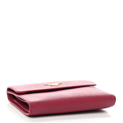 Prada Saffiano Metal Flap Wallet Ibisco 4 of 9