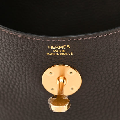 Hermes Taurillon Clemence Lindy 26 Chocolate 6 of 11
