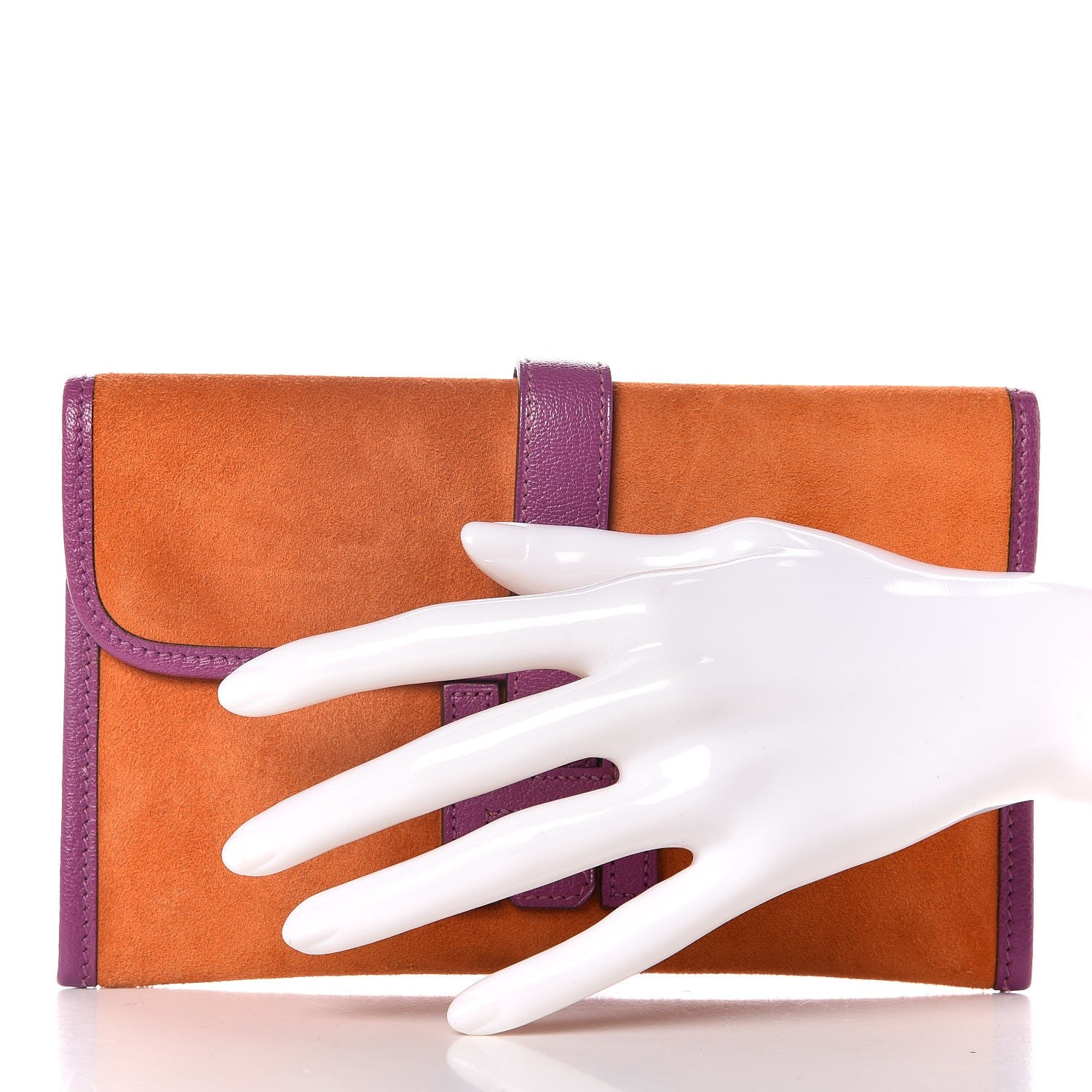 Hermes Veau Doblis Suede Chevre Mysore Mini 20 Jige Clutch Orange Cyclamen 2 of 13