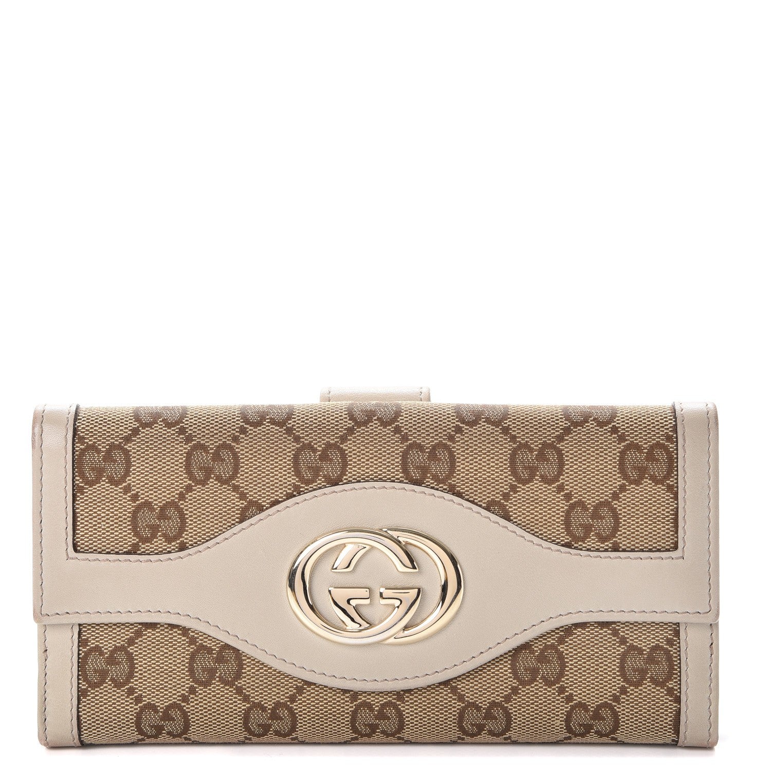 Gucci Monogram Margaux Calfskin Sukey Continental Organizer Wallet Beige Ebony Mystic White 1 of 14