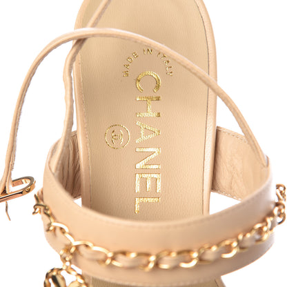 Chanel Lambskin Chain Sandals 36 Beige 7 of 9