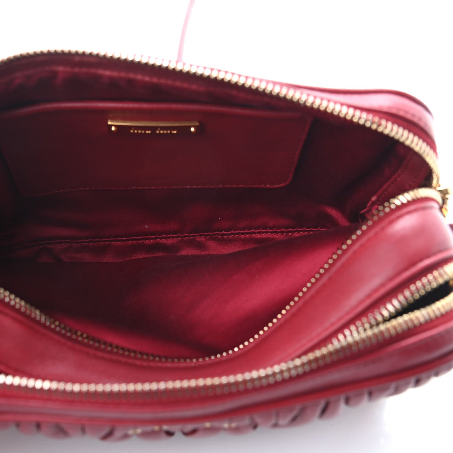 Nappa Matelasse Double Zip Shoulder Bag Fuoco