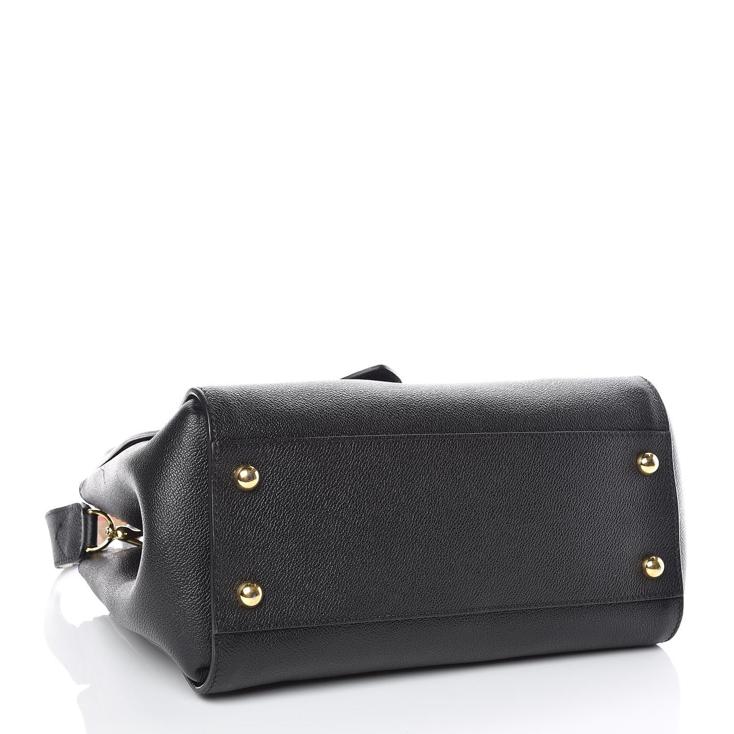 Soft Grain Calfskin Medium Buckle Tote Black