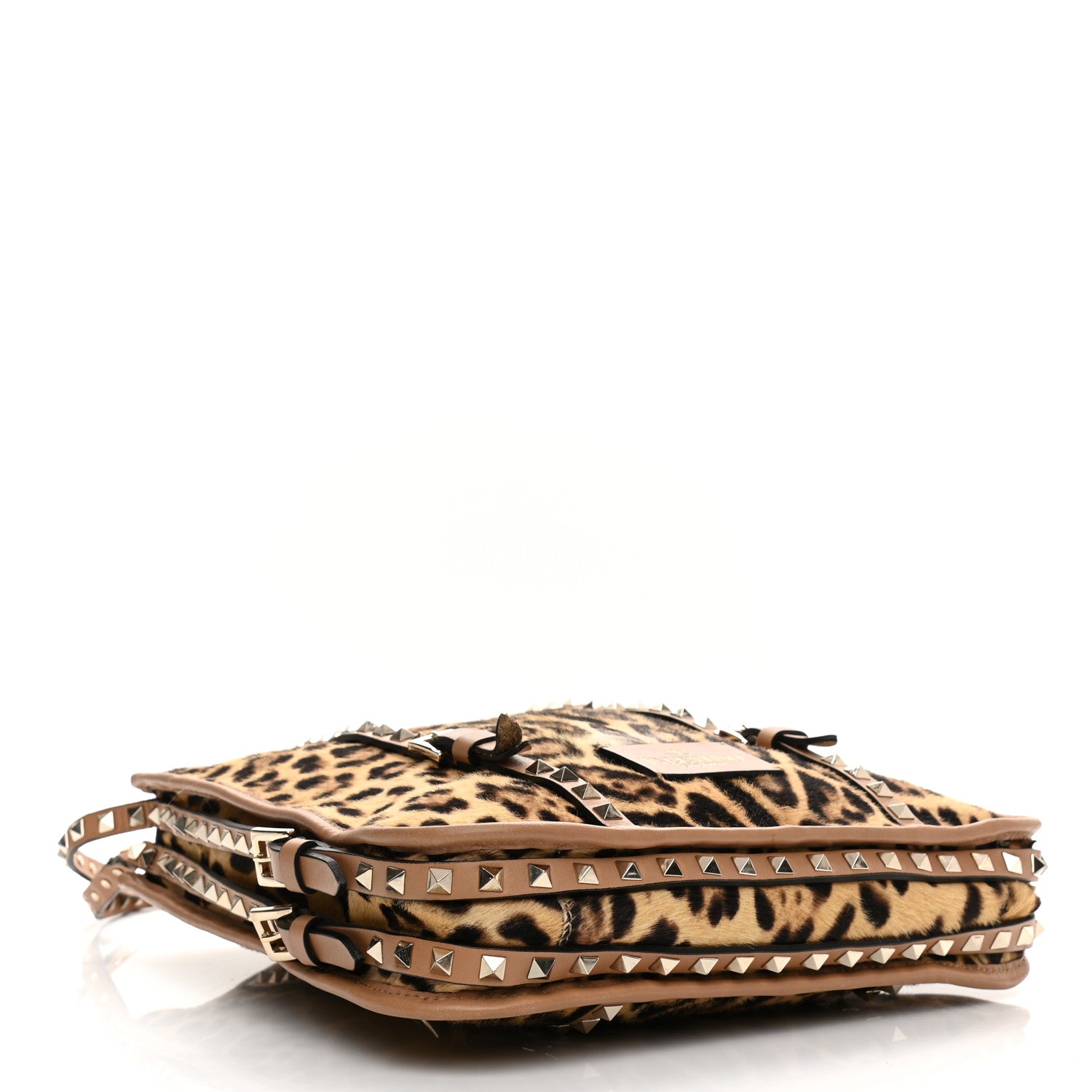 Valentino Garavani Calf Hair Leopard Print Rockstud Shopper Tote Tan 4 of 19