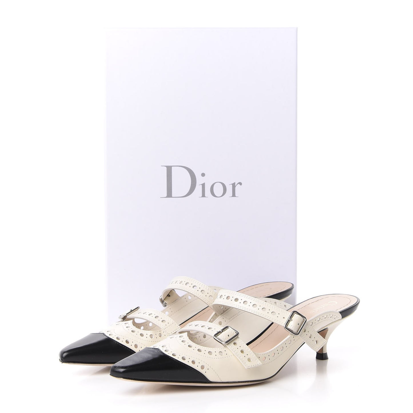 Brushed Calfskin Spectadior 45mm Mules 36 Black Off White