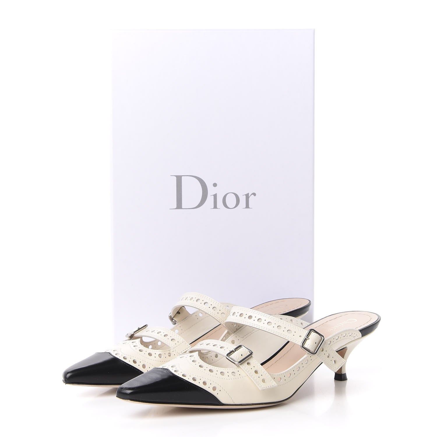 Christian Dior Brushed Calfskin Spectadior 45mm Mules 36 Black Off White 9 of 9