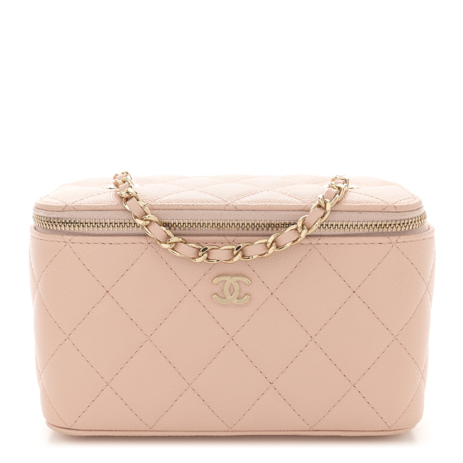 Chanel Caviar Quilted Small Vanity Case With Chain Light Beige 1 of 11