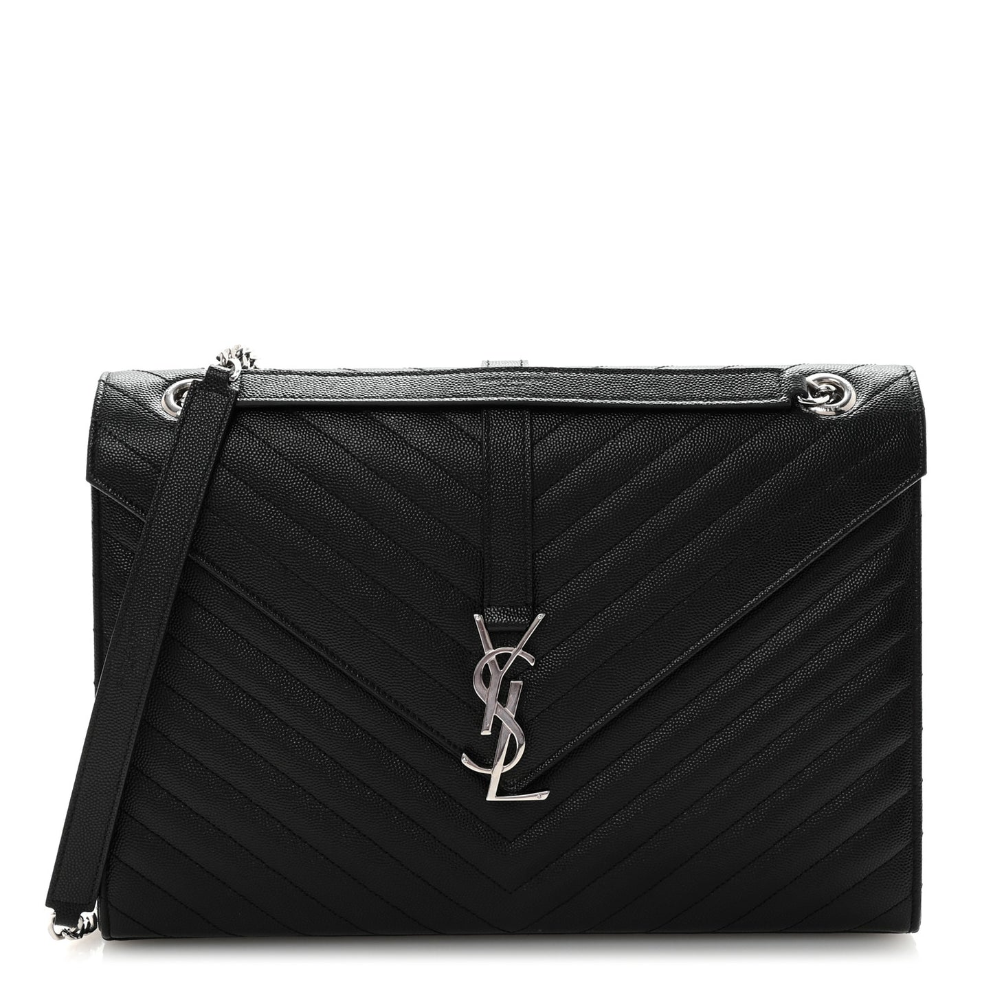 Grain De Poudre Matelasse Chevron Large Monogram Satchel Black