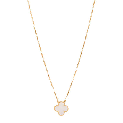 Van Cleef & Arpels 18K Yellow Gold Mother of Pearl Vintage Alhambra Pendant Necklace 1 of 6