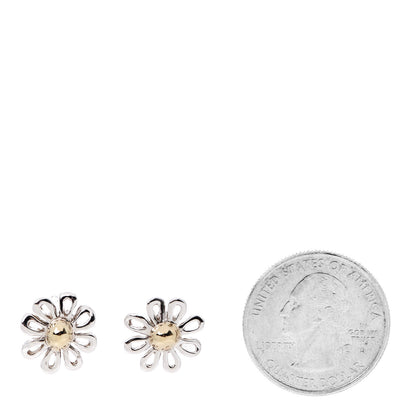 Tiffany Sterling Silver 18K Yellow Gold Paloma Picasso Daisy Stud Earrings 2 of 5