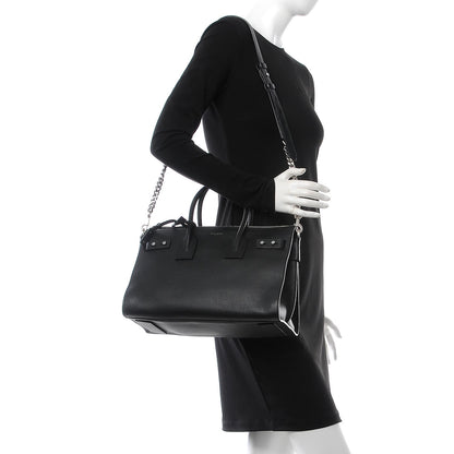 Saint Laurent Grained Calfskin Small Supple Chain Sac De Jour Black 2 of 8