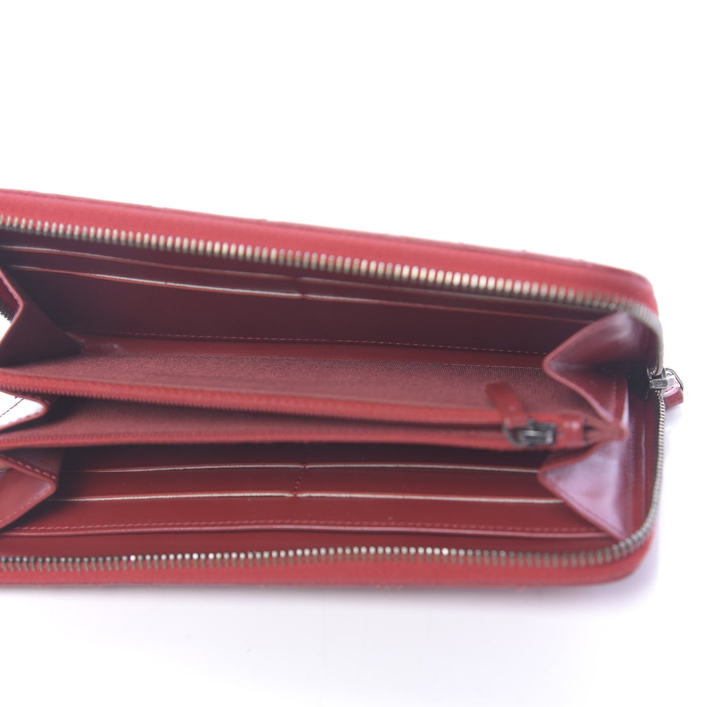 Glazed Calfskin Coco Boy Large Gusset Zip Around Wallet Red