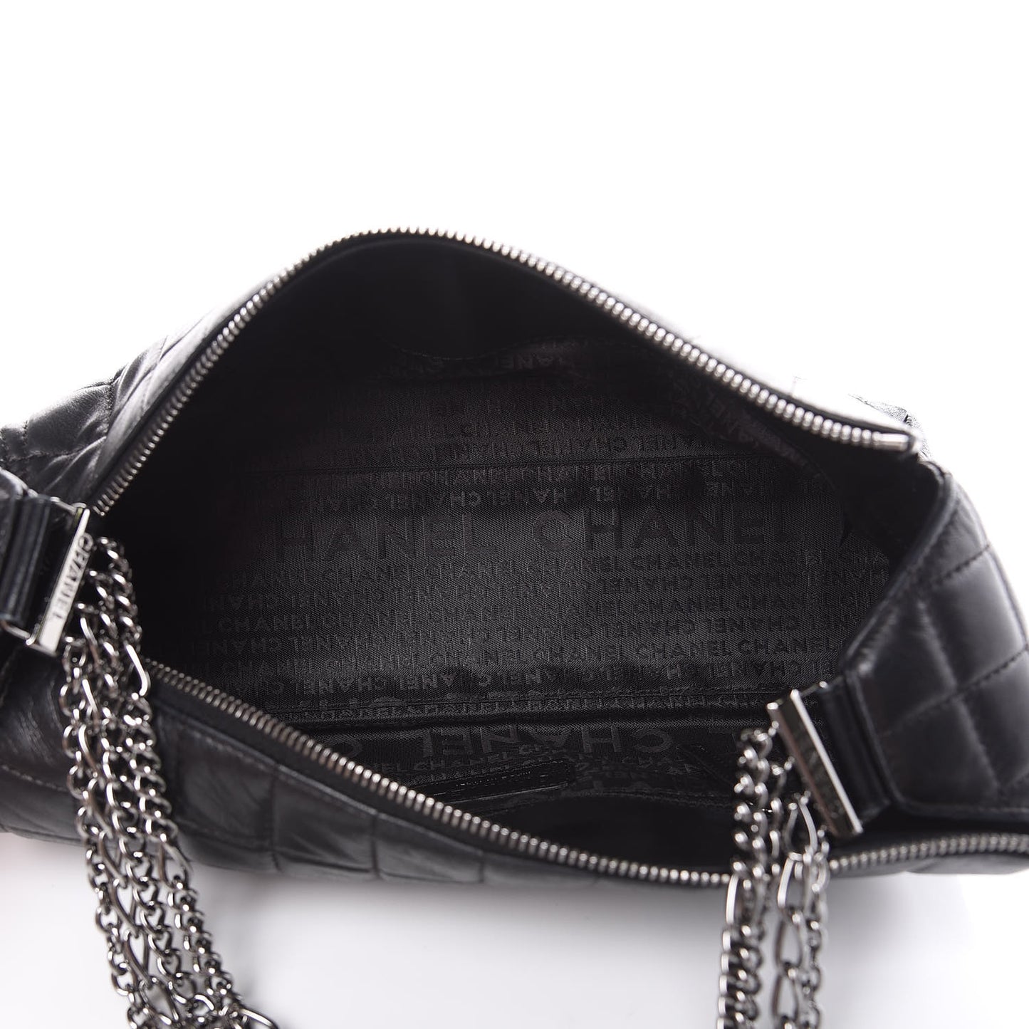 Lambskin Quilted Chocolate Bar Shoulder Bag Black