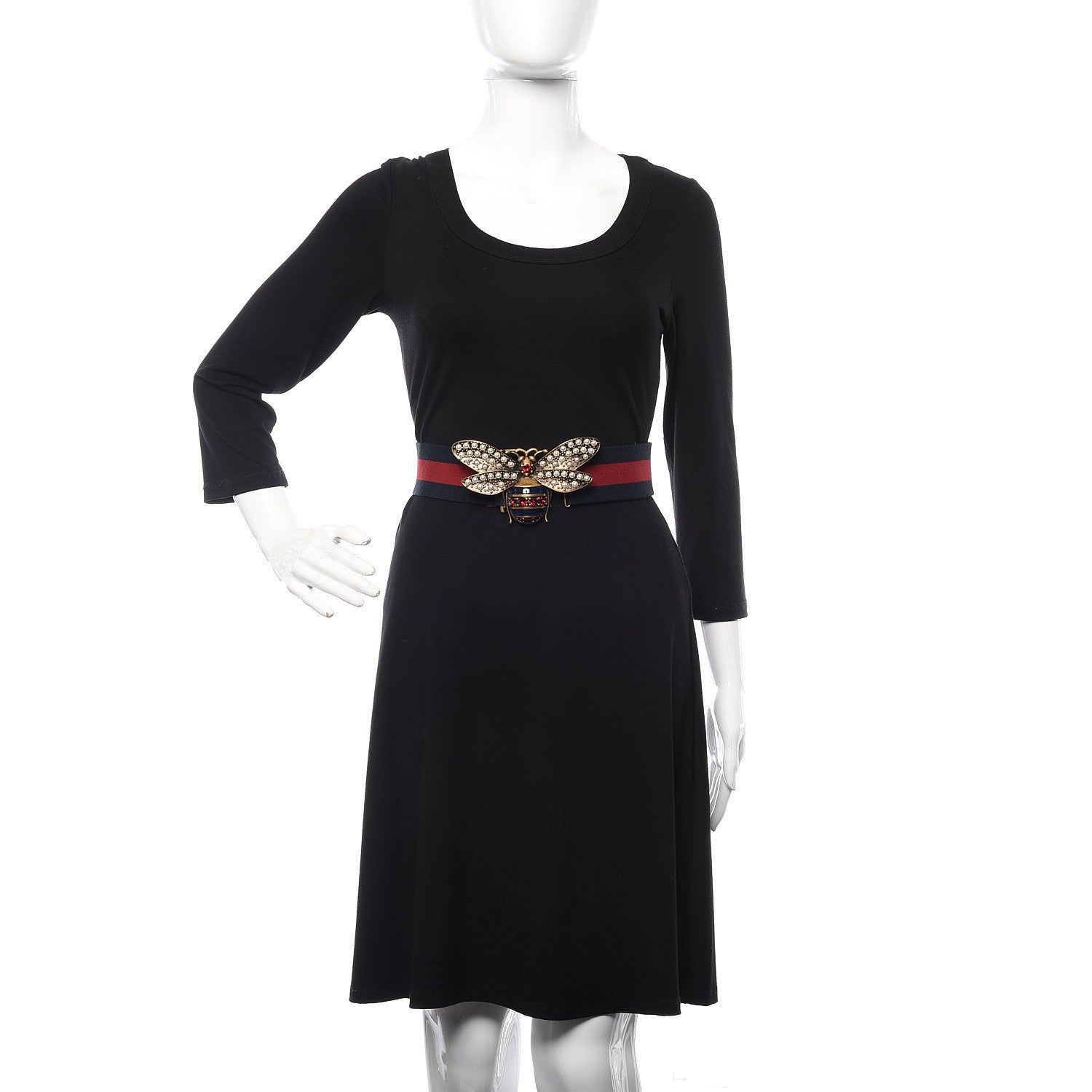 Gucci Web Queen Margaret Bee Belt 75 30 Red Navy 2 of 5