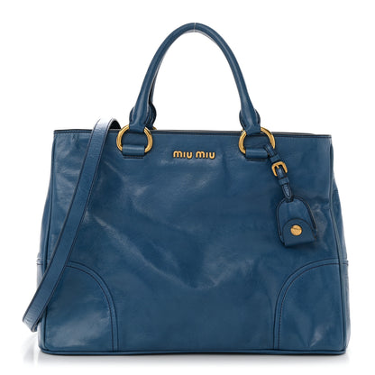 Miu Miu Vitello Shine Top Handle Satchel Oceano 1 of 13