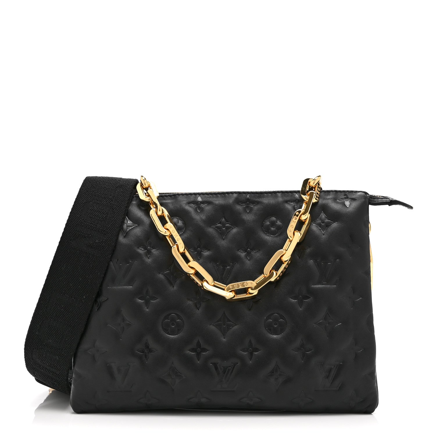 Louis Vuitton Lambskin Embossed Monogram Coussin PM Black 1 of 9