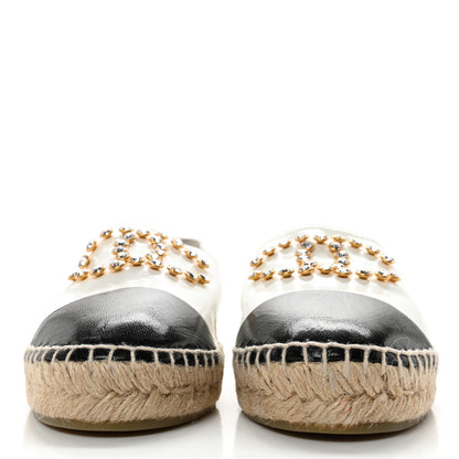 Chanel Patent Calfskin Crystal CC Espadrilles 41 White Black 2 of 14