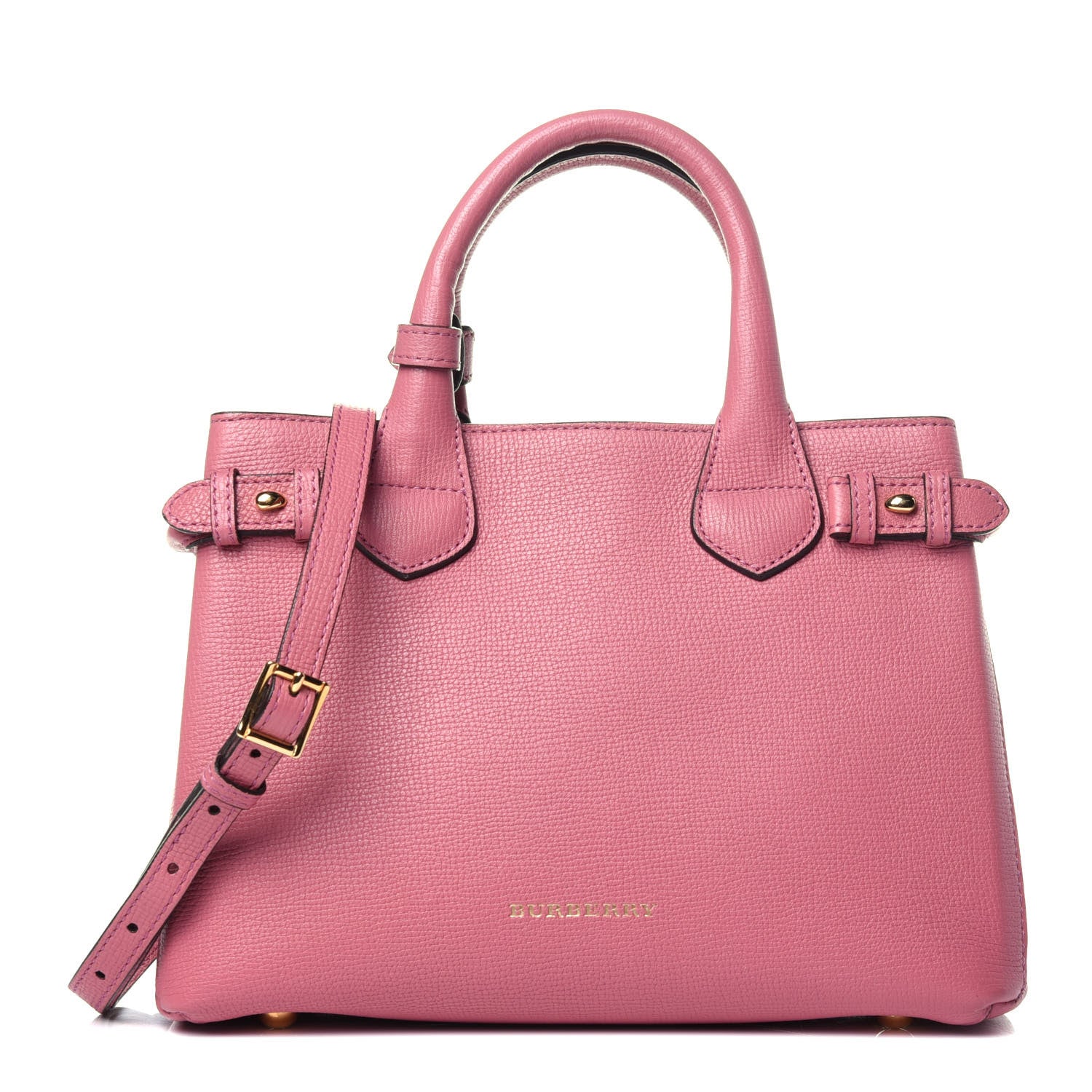Burberry Grainy Calfskin House Check Small Banner Tote Mauve Pink 1 of 13